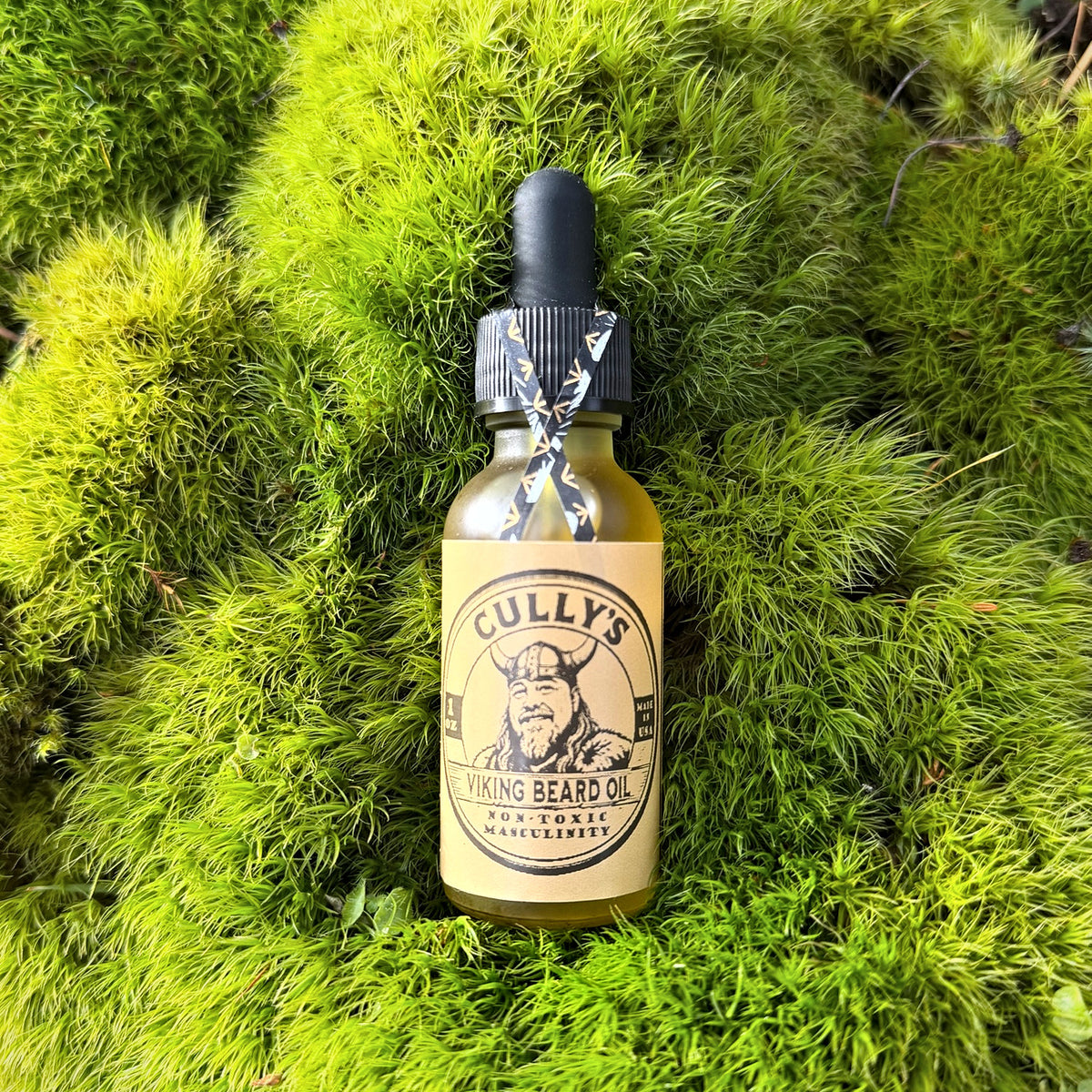 Cully's Viking Beard Oil on moss